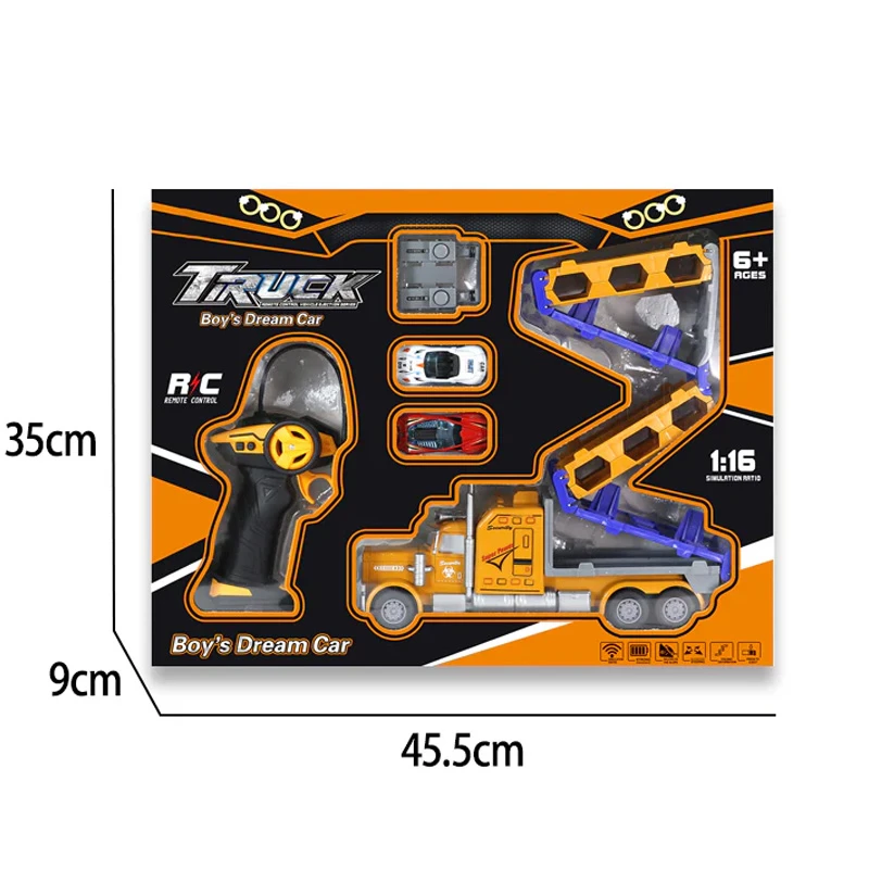 Foldable Remote Control Truck with 2 Cars & Launcher for 2 Players - Truck Length 92 cm - Ages 3+